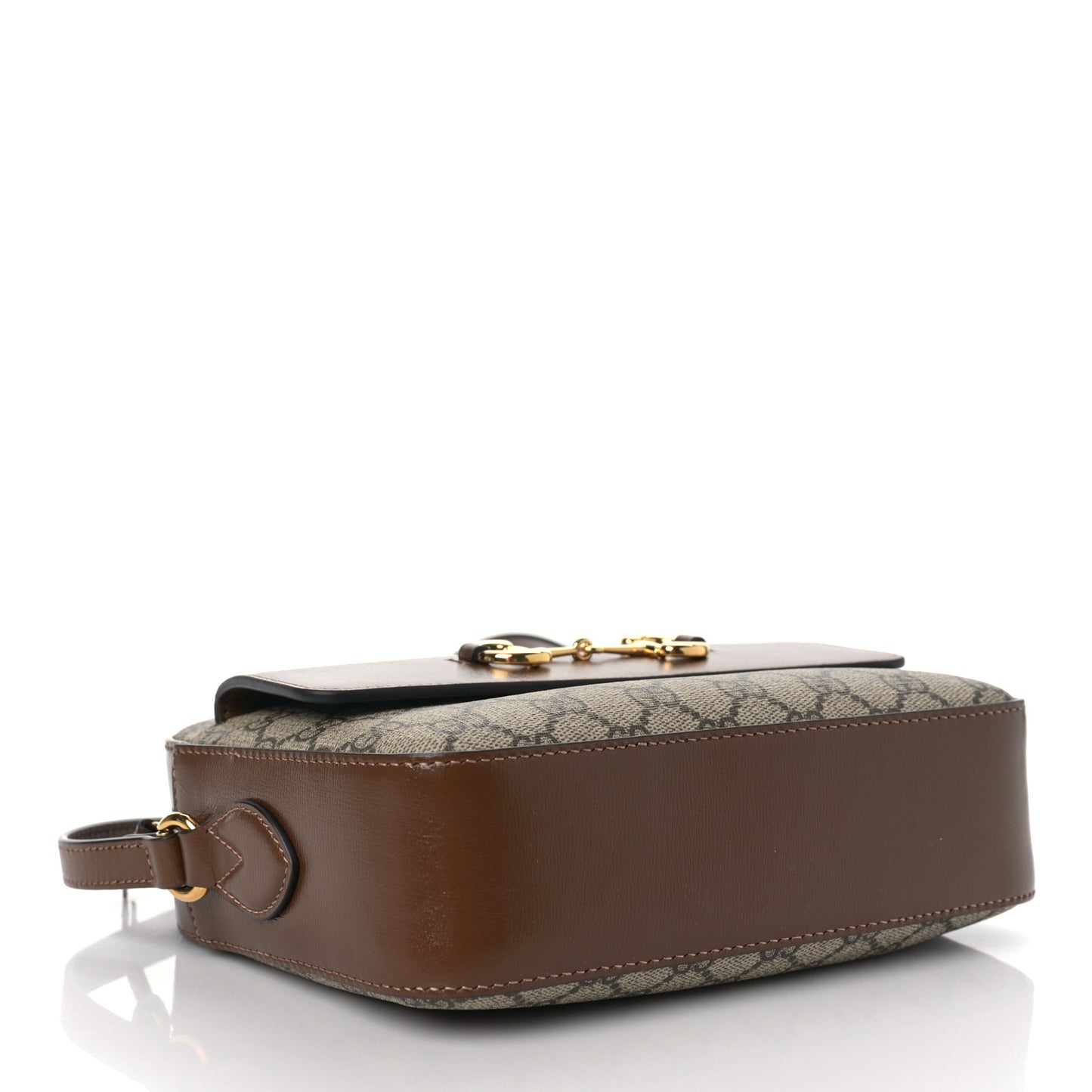 GG Supreme Monogram Small Horsebit 1955 Shoulder Bag Beige Brown Sugar