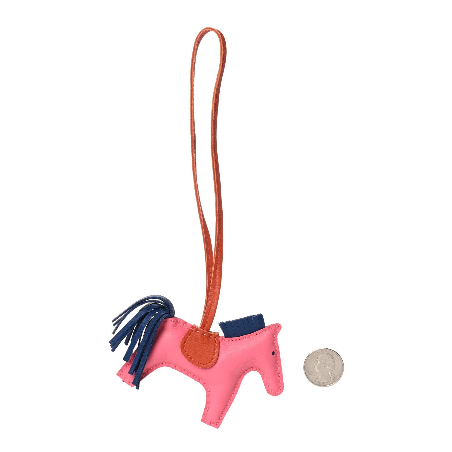 Hermes Milo Lambskin Grigri Rodeo Bag Charm PM Rose Azalee Cornaline Bleu De Malte 2 of 4