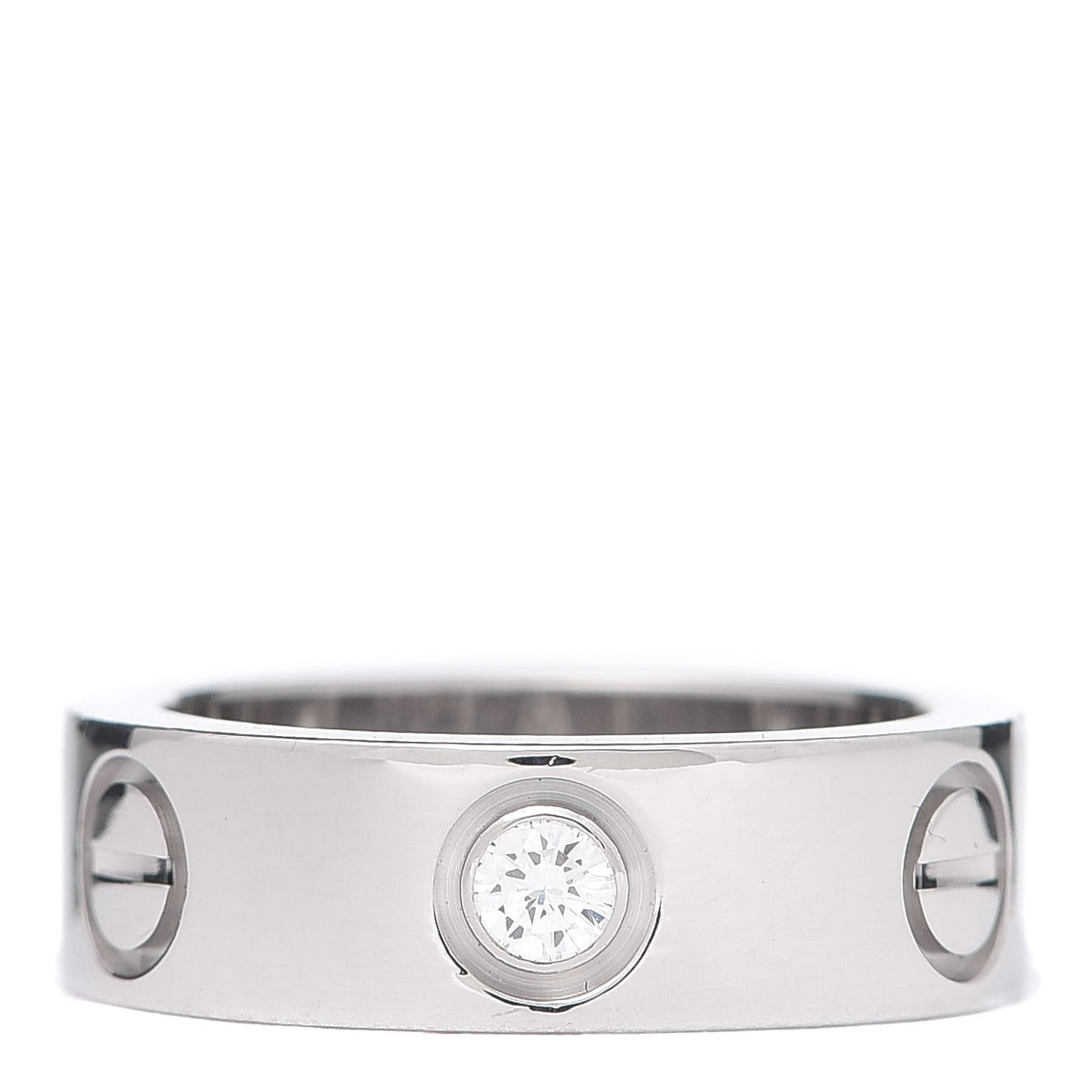 18K White Gold 3 Diamond 5.5mm LOVE Ring 46 3.75
