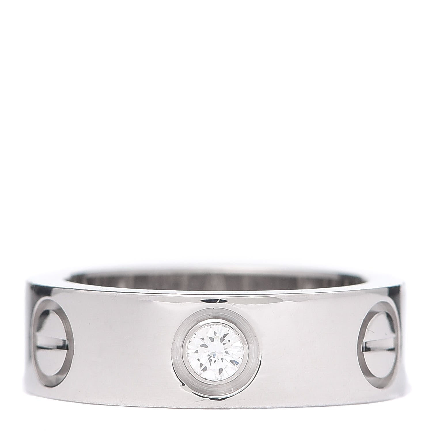 Cartier 18K White Gold 3 Diamond 5.5mm LOVE Ring 46 3.75 1 of 5