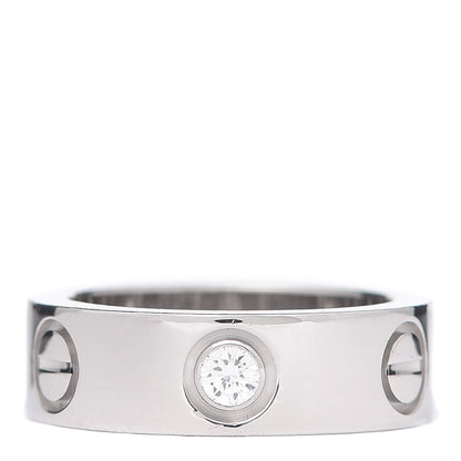 Cartier 18K White Gold 3 Diamond 5.5mm LOVE Ring 46 3.75 1 of 5