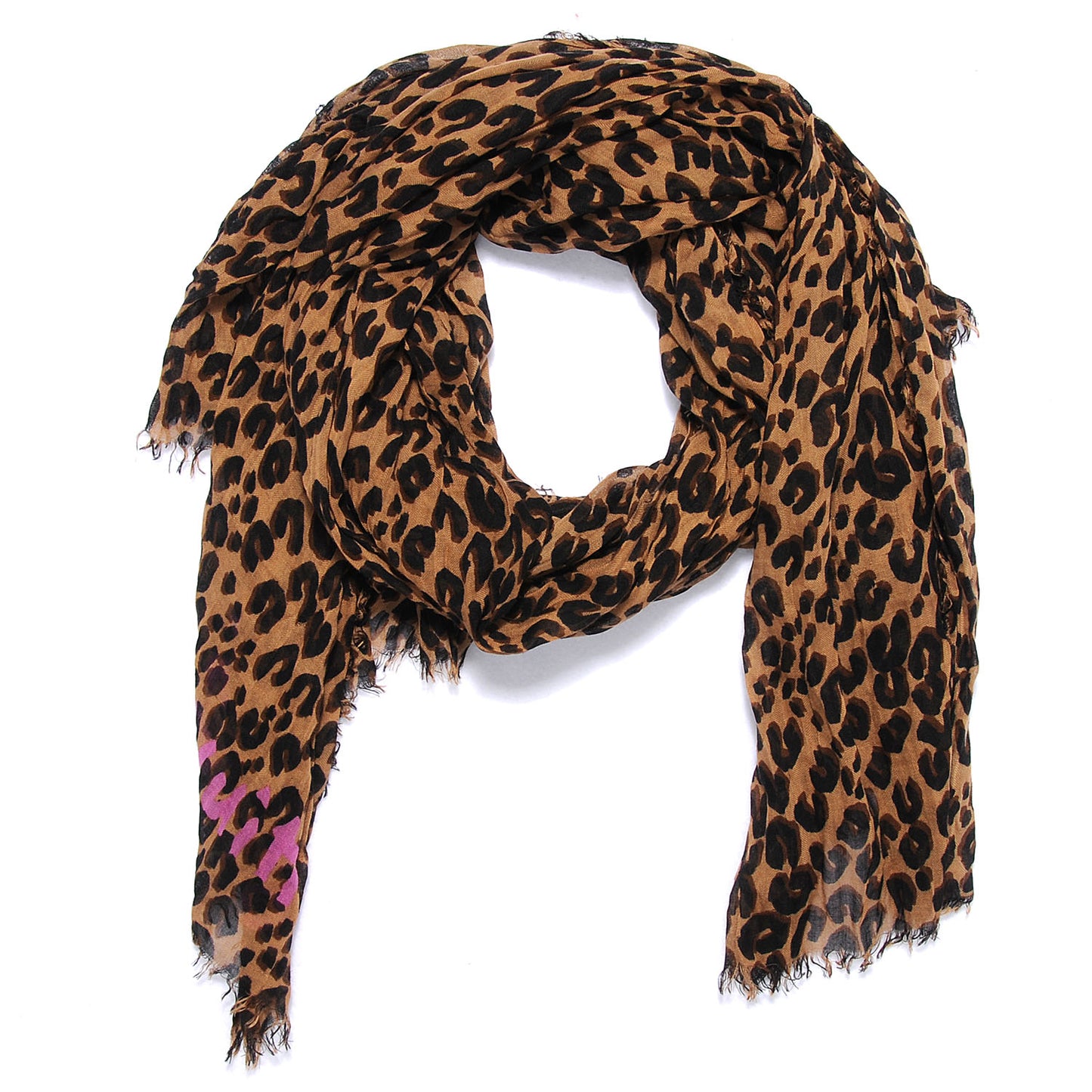 Cashmere Silk Leopard Stole Brown