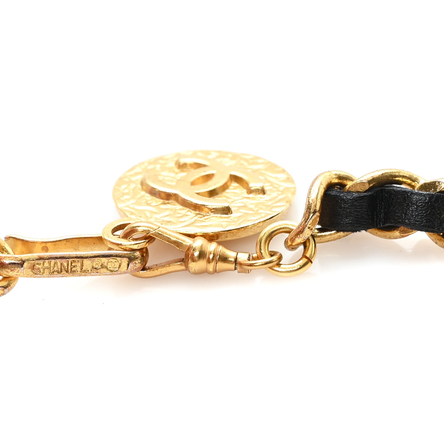 Chanel Lambskin Chain CC Medallion Belt Black Gold 1893375