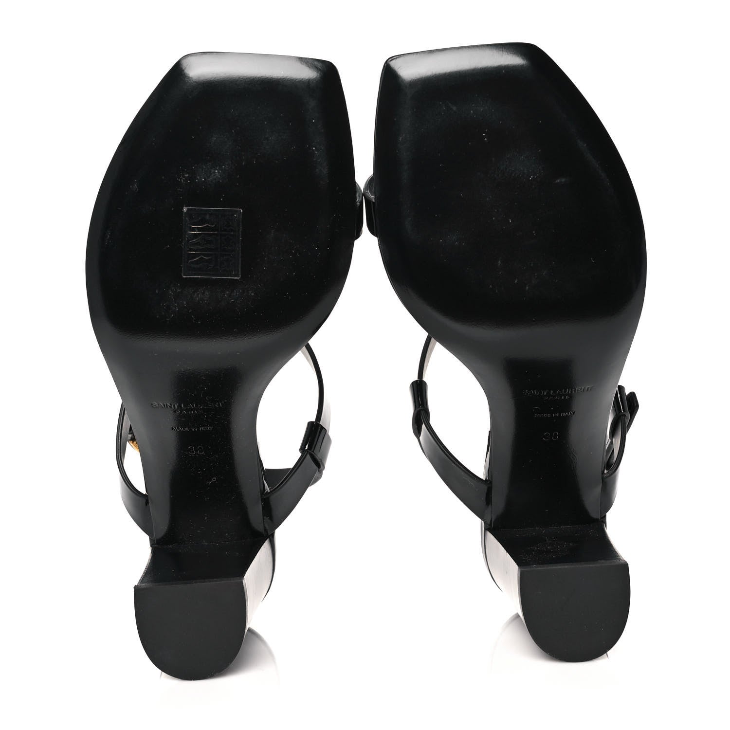 Saint Laurent Patent Calfskin Cassandra 75 Sandals 38 Black 5 of 9