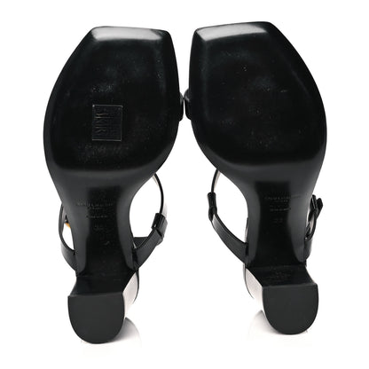 Saint Laurent Patent Calfskin Cassandra 75 Sandals 38 Black 5 of 9