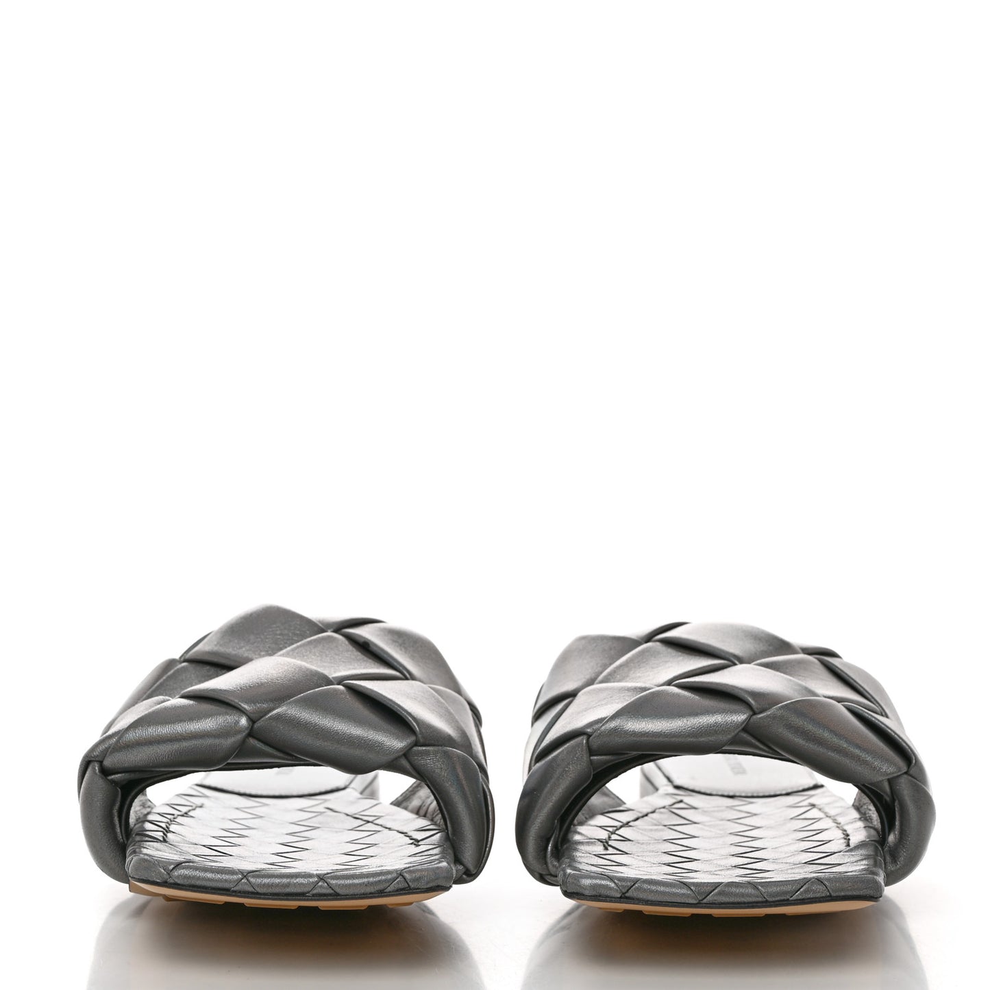 Laser Nappa Maxi Intrecciato Lido Flat Sandals 41.5 Oyster