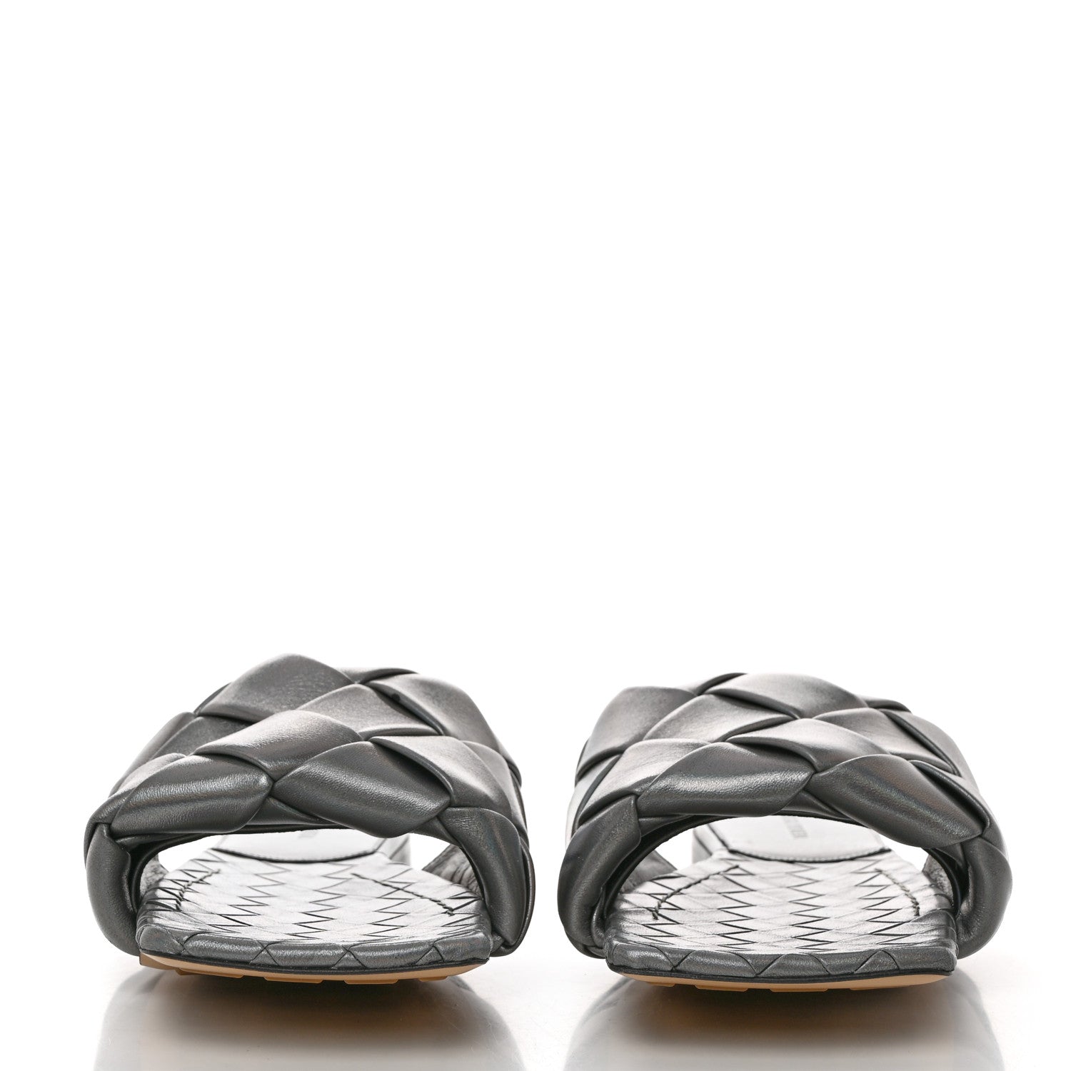 Bottega Veneta Laser Nappa Maxi Intrecciato Lido Flat Sandals 41.5 Oyster 2 of 9