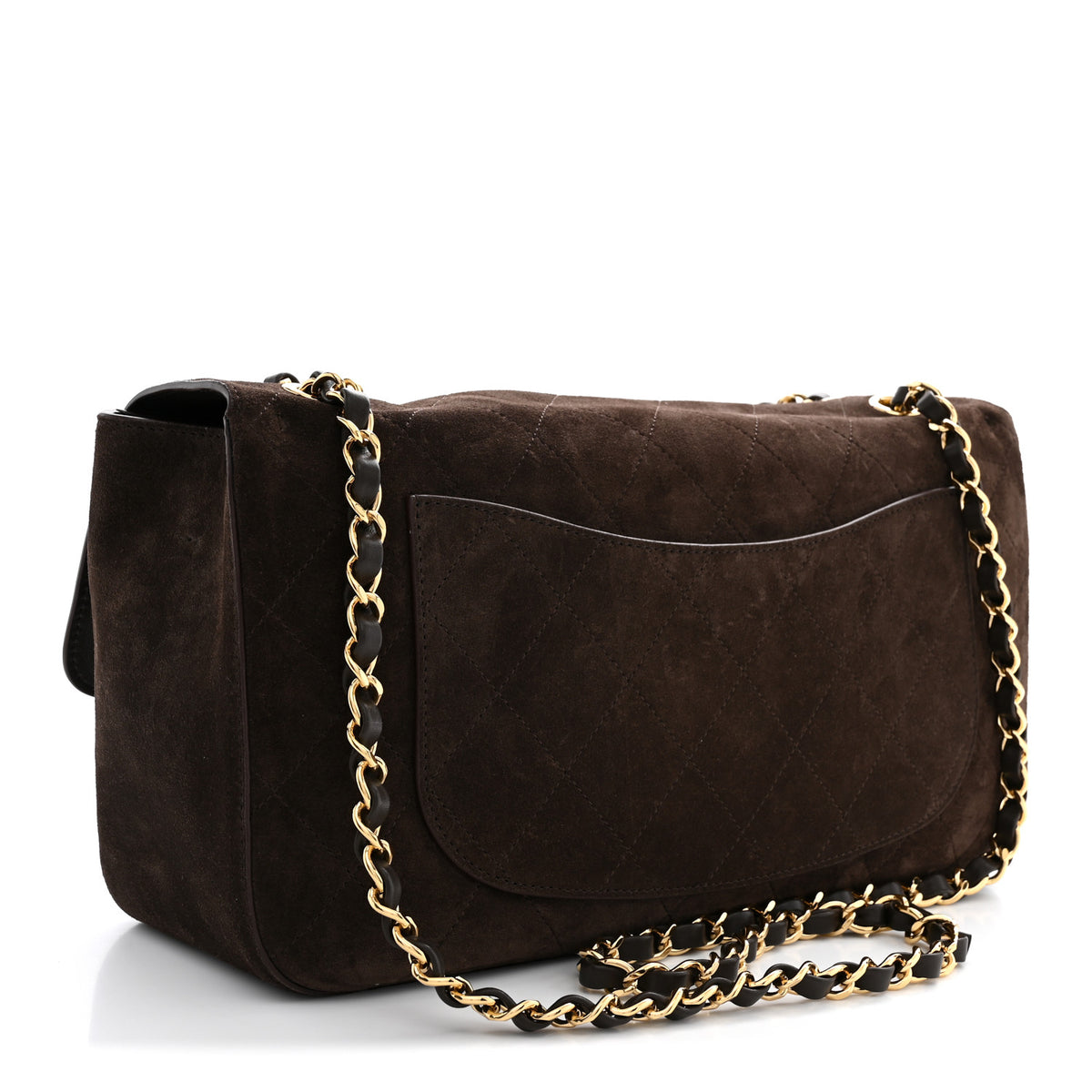 Suede Calfskin Small Souplissimo Maxi Flap Dark Brown