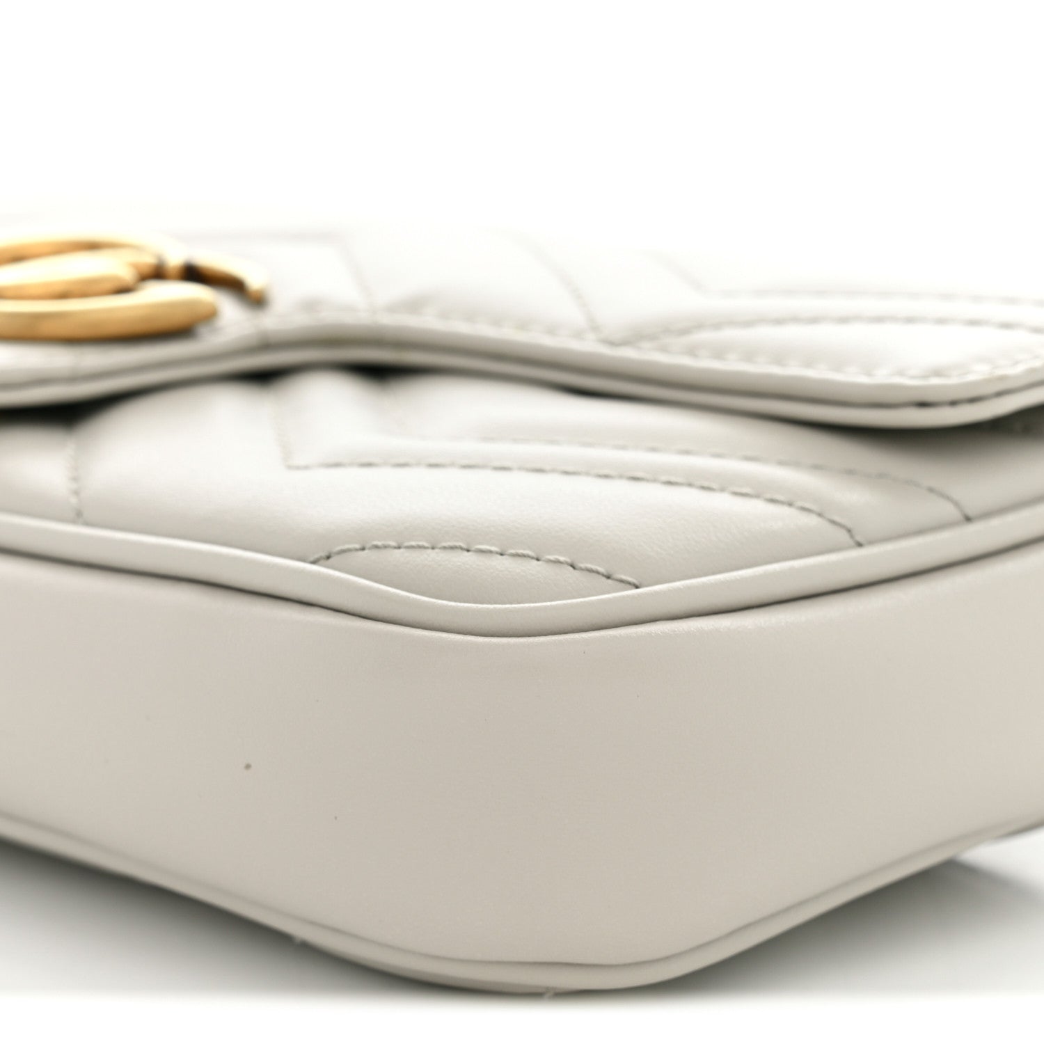 Gucci Calfskin Matelasse Mini GG Marmont Shoulder Bag With Card Holder Light Grey Salvy Green 11 of 14