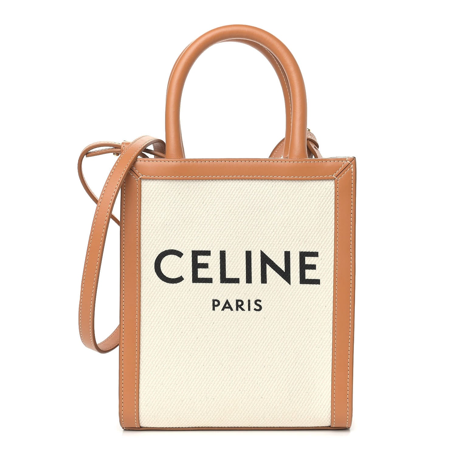 Celine Canvas Calfskin Mini Vertical Cabas Natural Tan 1 of 7