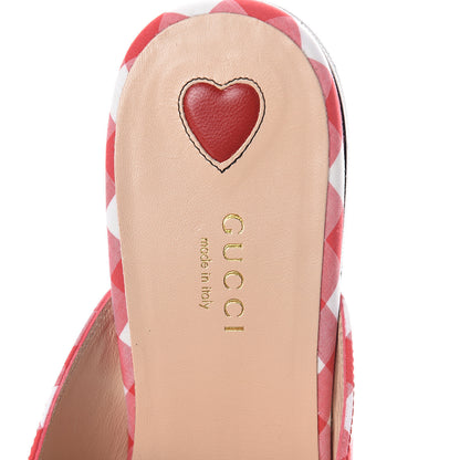 Gucci Cotton Gingham Womens Princetown Slippers 39.5 White Red 5 of 7