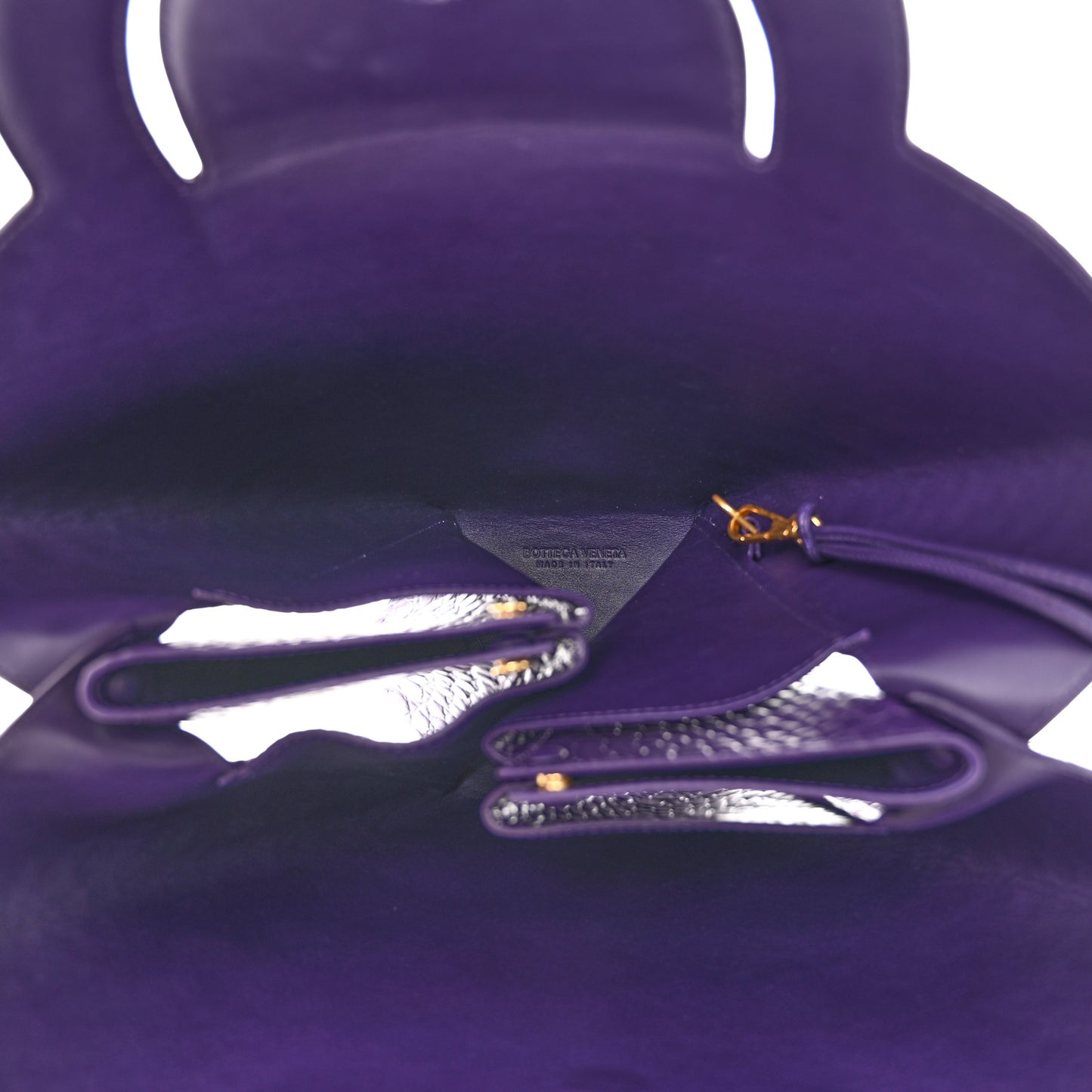 Calfskin Crocodile Embossed Doll Top Handle Bag Purple