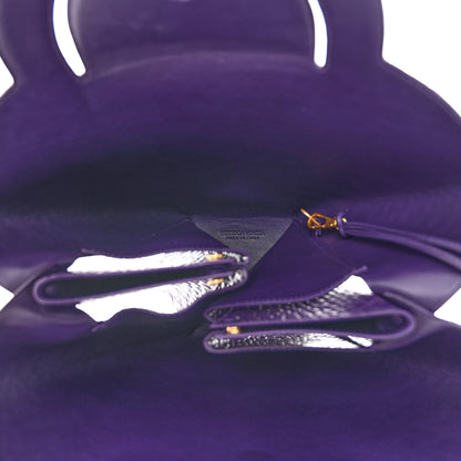 Bottega Veneta Calfskin Crocodile Embossed Doll Top Handle Bag Purple 6 of 11