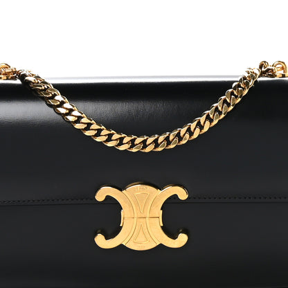 Celine Shiny Calfskin Triomphe Chain Shoulder Bag Black 8 of 10