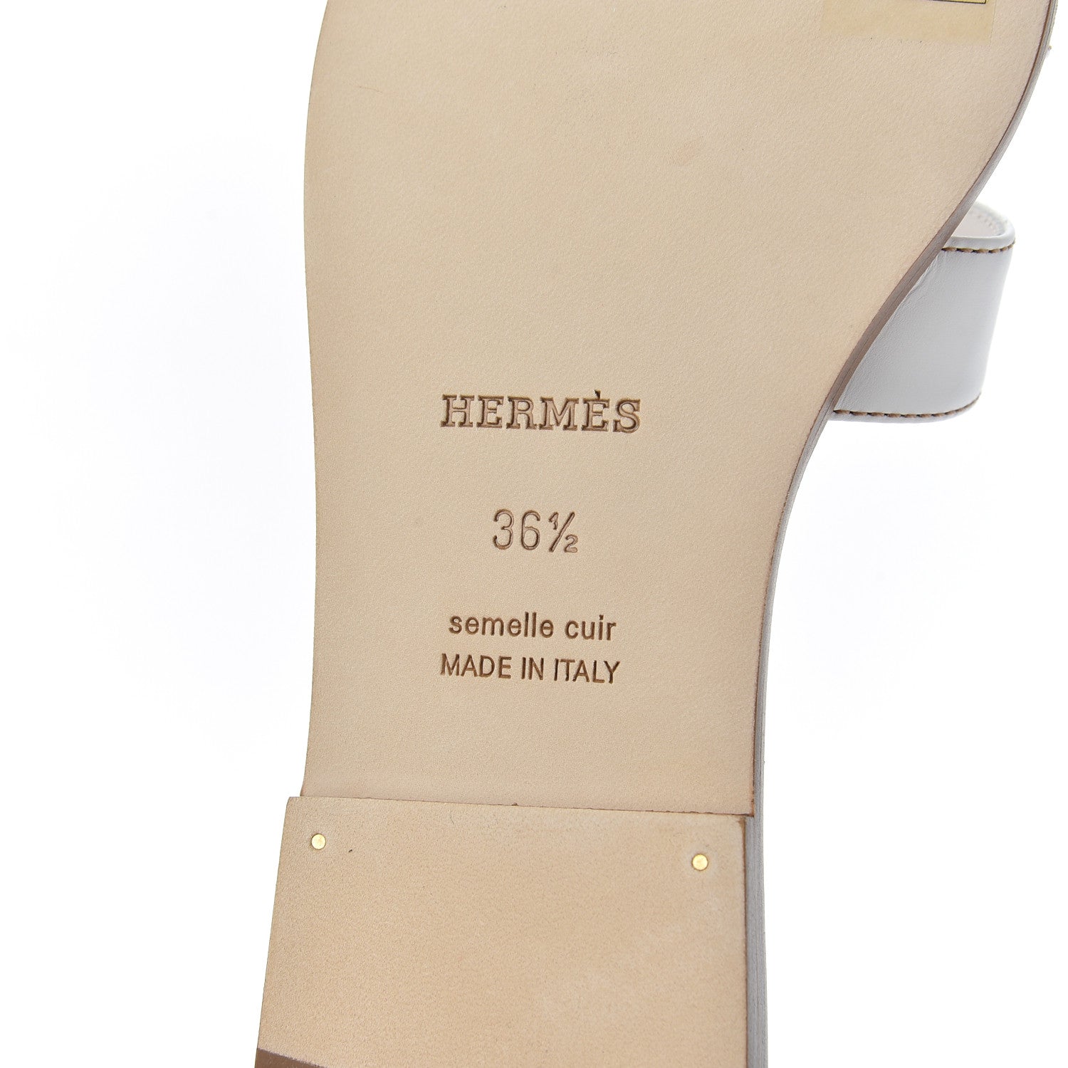 Hermes Box Calfskin Oran Sandals 36.5 White 7 of 16