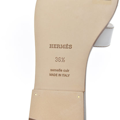 Hermes Box Calfskin Oran Sandals 36.5 White 7 of 16