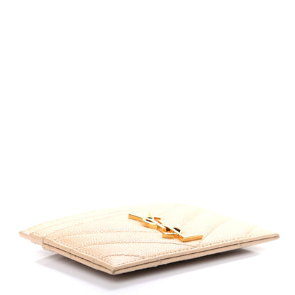 Saint Laurent Grain De Poudre Matelasse Chevron Monogram Credit Card Nude Powder 4 of 7