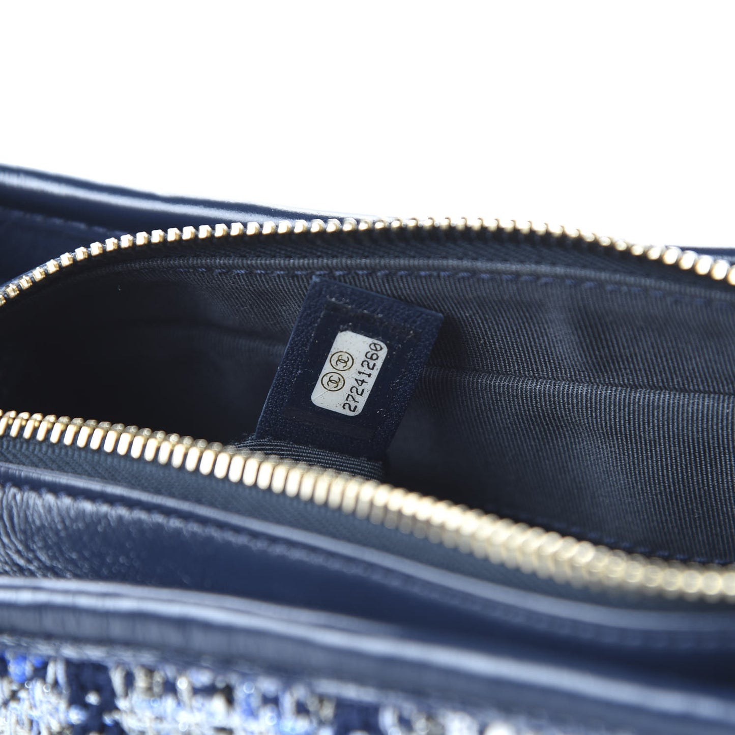 Tweed Calfskin Small Gabrielle Hobo Blue