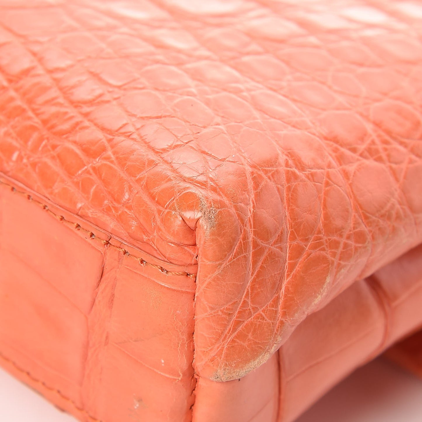 Crocodile Foldover Clutch Orange