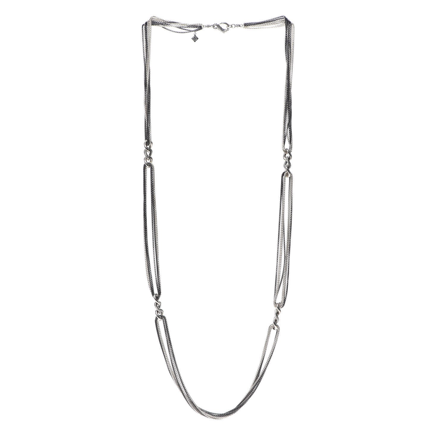 David Yurman Sterling Silver Eight Row Curb Link Necklace 3 of 5
