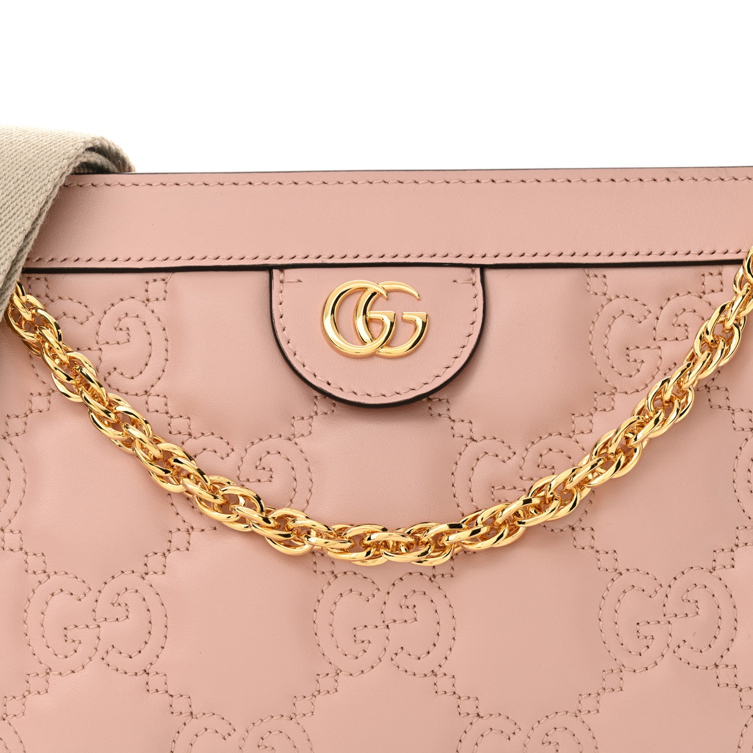 Gucci Calfskin GG Matelasse Small Slim Chain Shoulder Bag Perfect Pink Natural 8 of 10