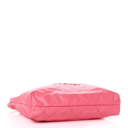 Chanel Shiny Calfskin Quilted Chanel 22 Drawstring Bag Coral Pink 4 of 12