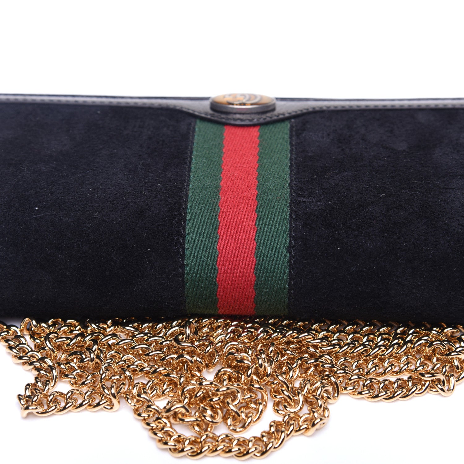 Gucci Suede Patent Web Ophidia Wallet On Chain Black 11 of 12