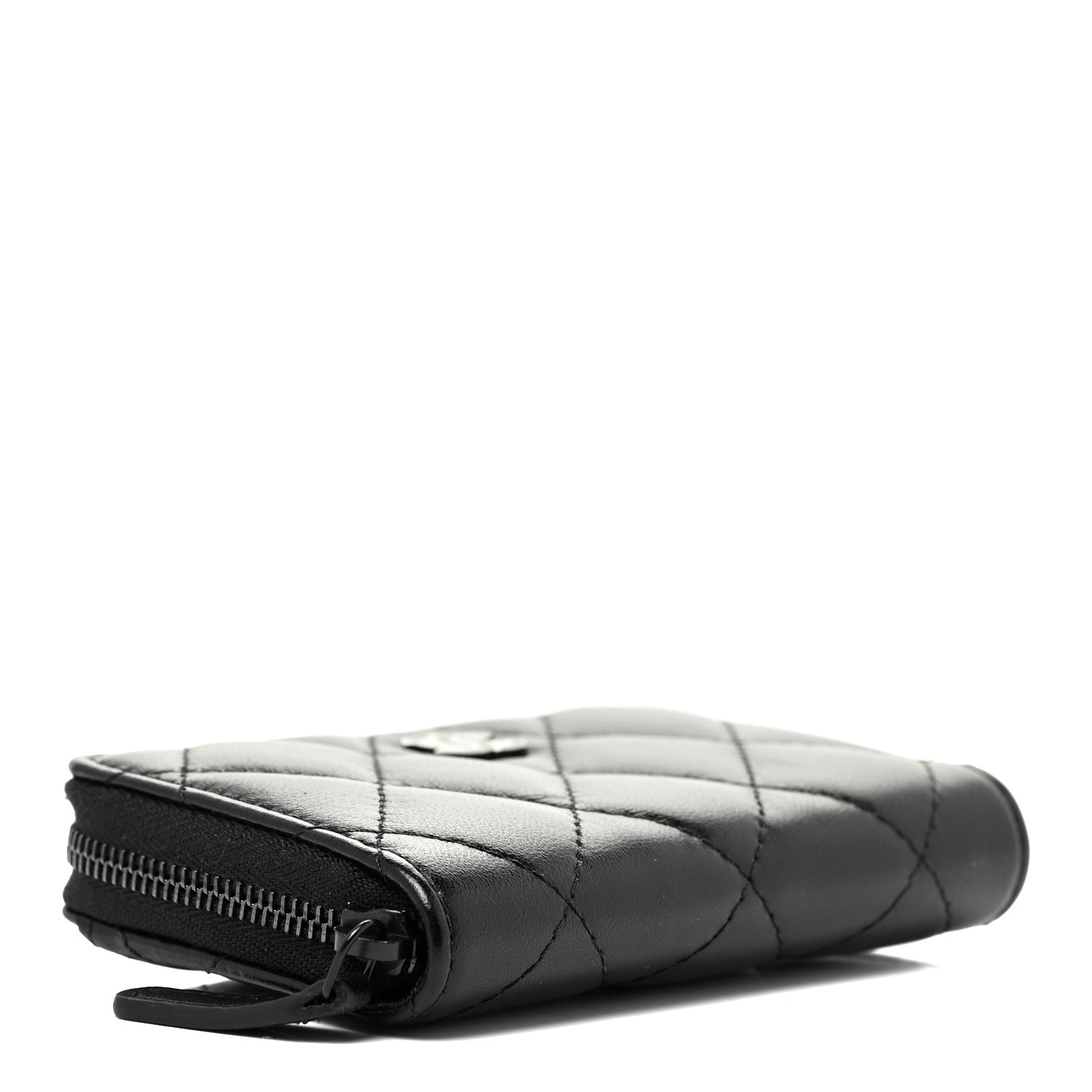 Chanel Lambskin Quilted Zip Coin Purse So Black 4 of 15