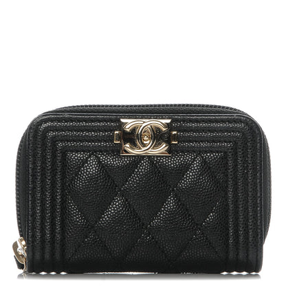Chanel Caviar Quilted Boy Zip Around Coin Purse Wallet Black 1 of 7