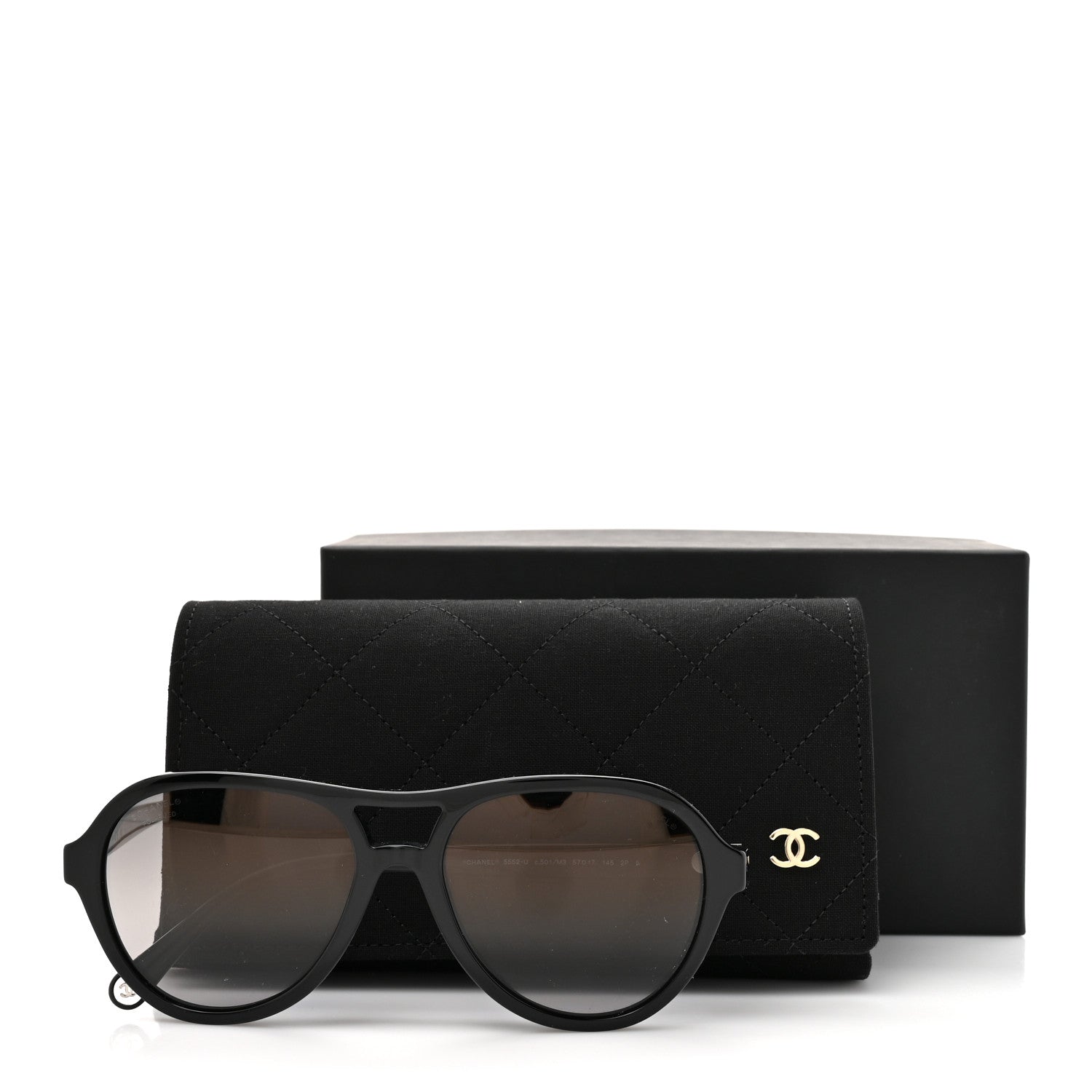 Chanel Acetate Pilot Sunglasses 5552-U Black 8 of 8