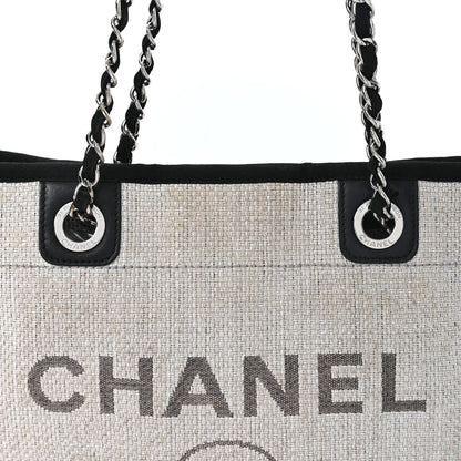 Chanel Woven Straw Raffia Small Deauville Tote Grey 8 of 11