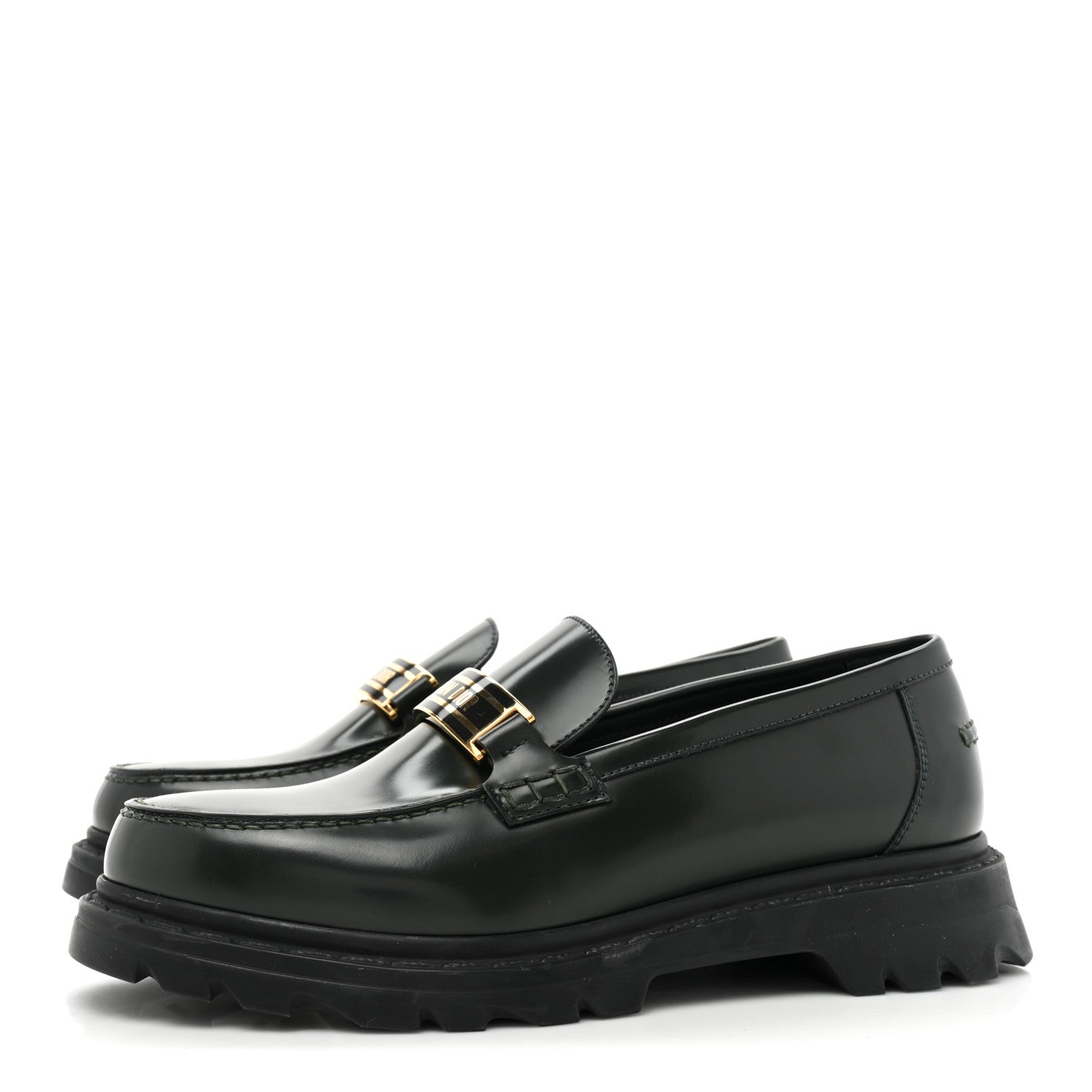 Christian Dior Brushed Calfskin Dior Code Lug Sole 15mm Loafers 38 Green 3 of 13