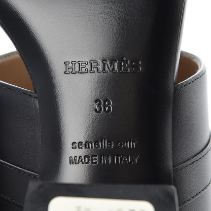 Hermes Calfskin Ovation Buckle Sandals 38 Black 6 of 8