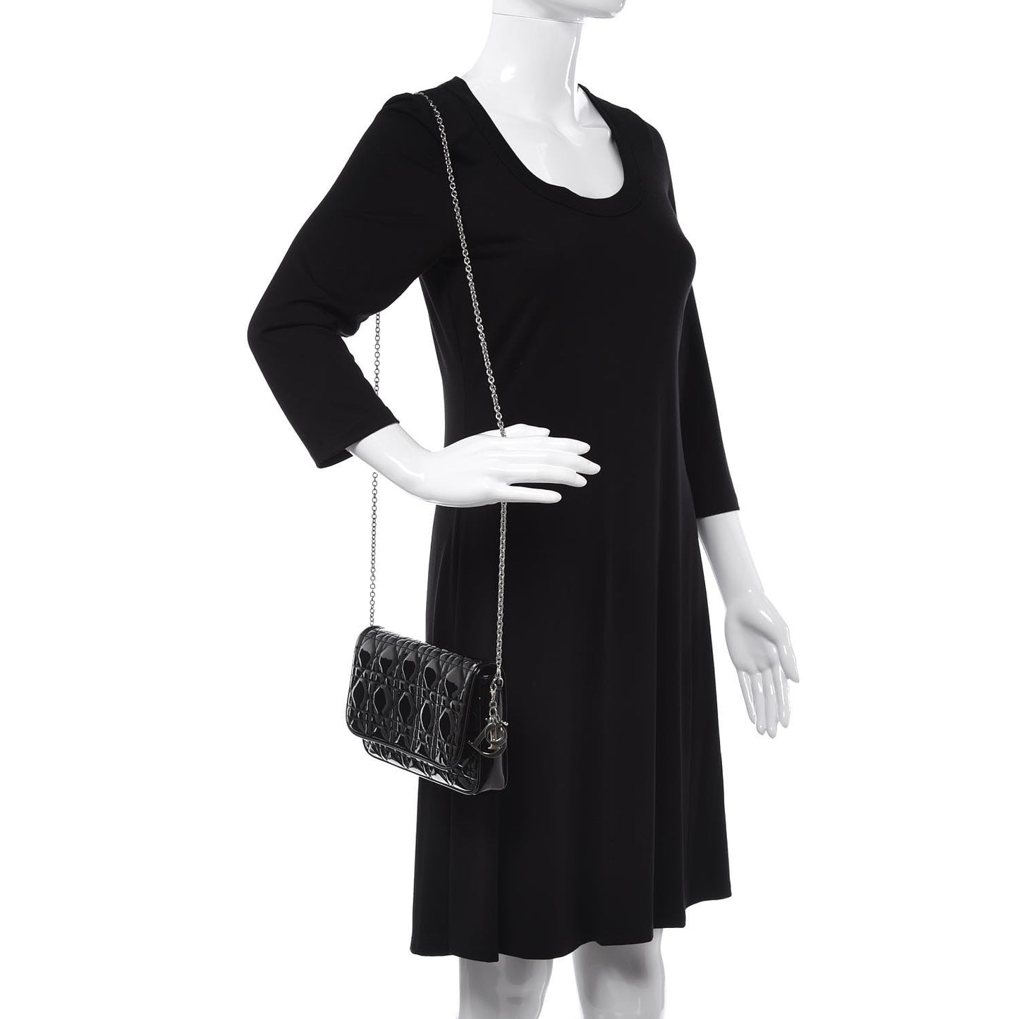 Patent Cannage Wallet on Chain Pouch Black