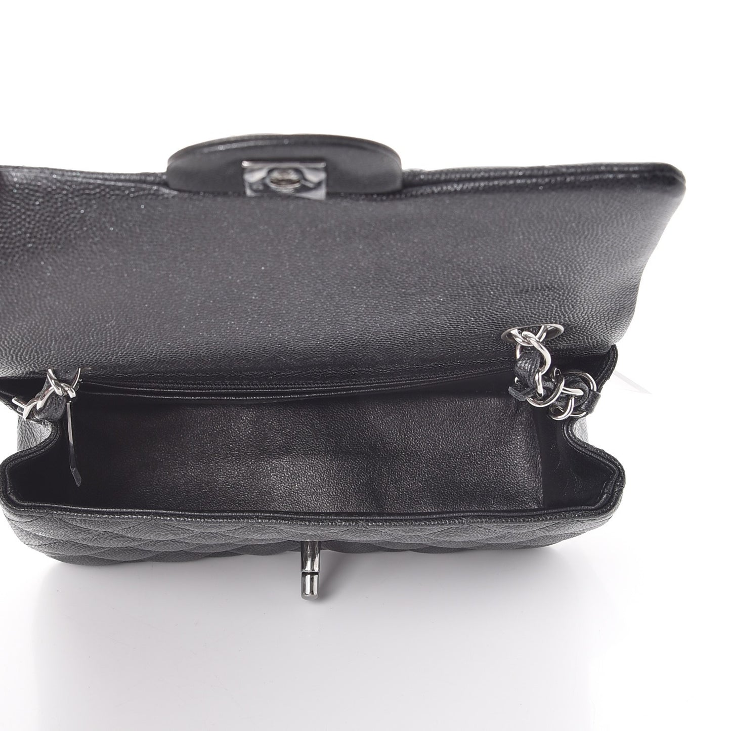 Iridescent Caviar Quilted Mini Rectangular Flap Black