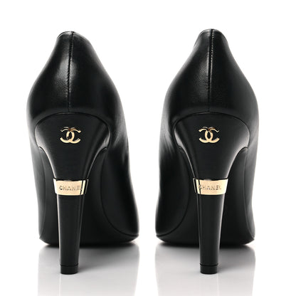 Chanel Lambskin Patent Cap Toe Pearl Pumps 41 Black 5 of 9