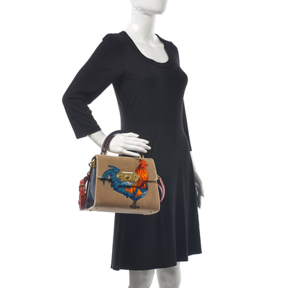 Dolce & Gabbana Velvet Lizard Rooster Printed Welcome Satchel Multicolor 2 of 11