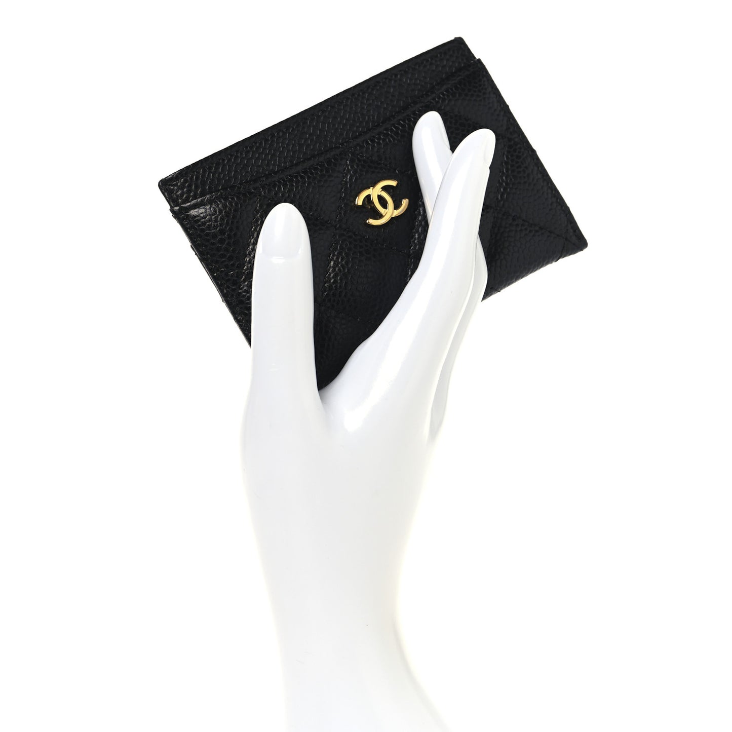 Caviar Quilted Card Holder Black
