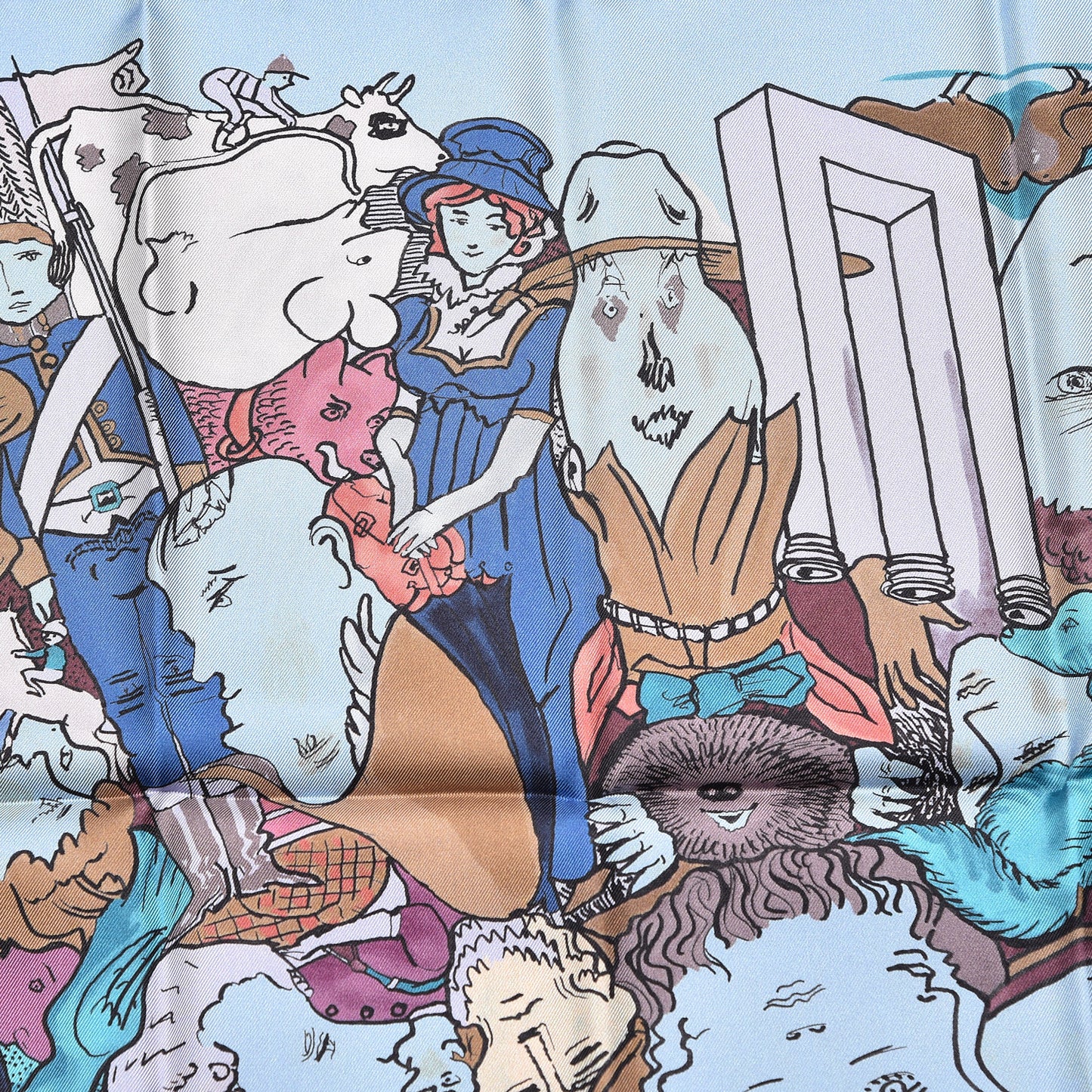 Silk Metamorphoses Par Paris Scarf 90 Argent Mauve Bleu