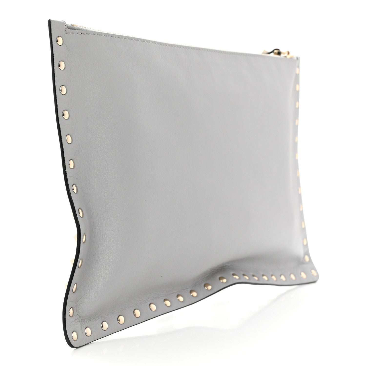 Valentino Garavani Vitello Large Rockstud Zip Pouch Pastel Grey 3 of 7