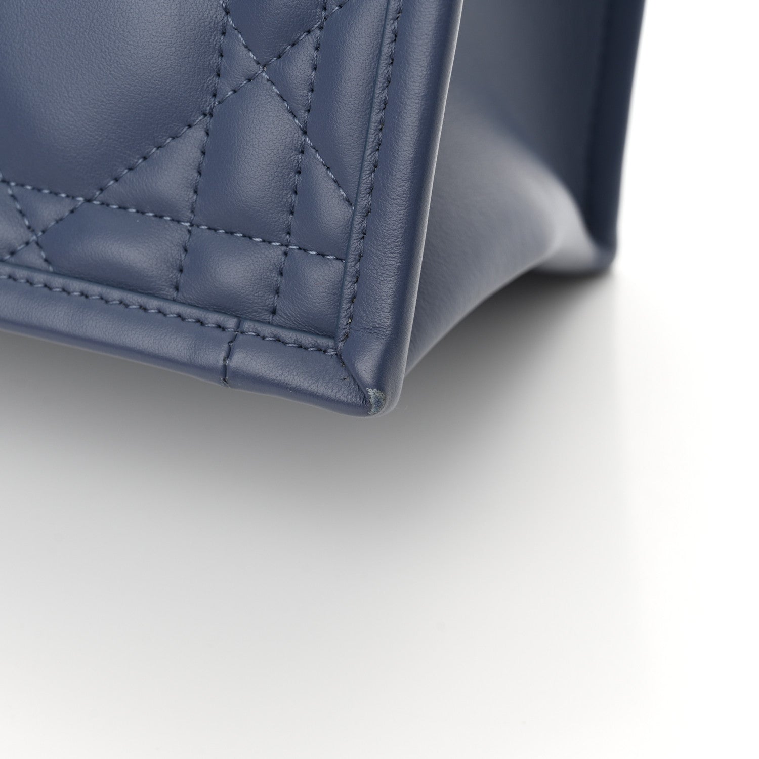Christian Dior Calfskin Macro Cannage Small Book Tote Denim Blue 13 of 14