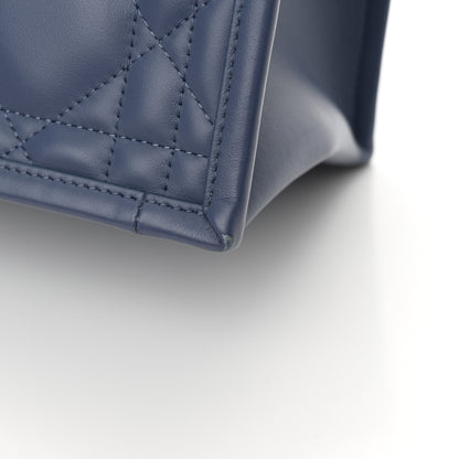 Christian Dior Calfskin Macro Cannage Small Book Tote Denim Blue 13 of 14