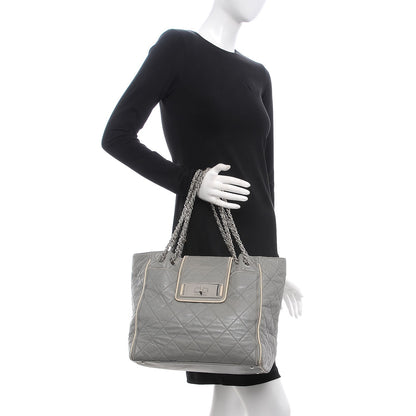 Chanel Glazed Lambskin Quilted Large North South Tote Grey 2 of 15
