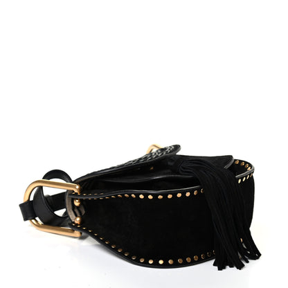Chloe Suede Calfskin Braided Mini Hudson Shoulder Bag Black 3 of 4