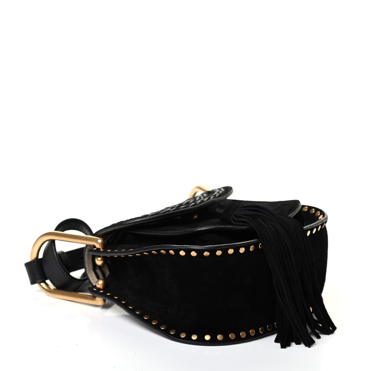Chloe Suede Calfskin Braided Mini Hudson Shoulder Bag Black 3 of 4