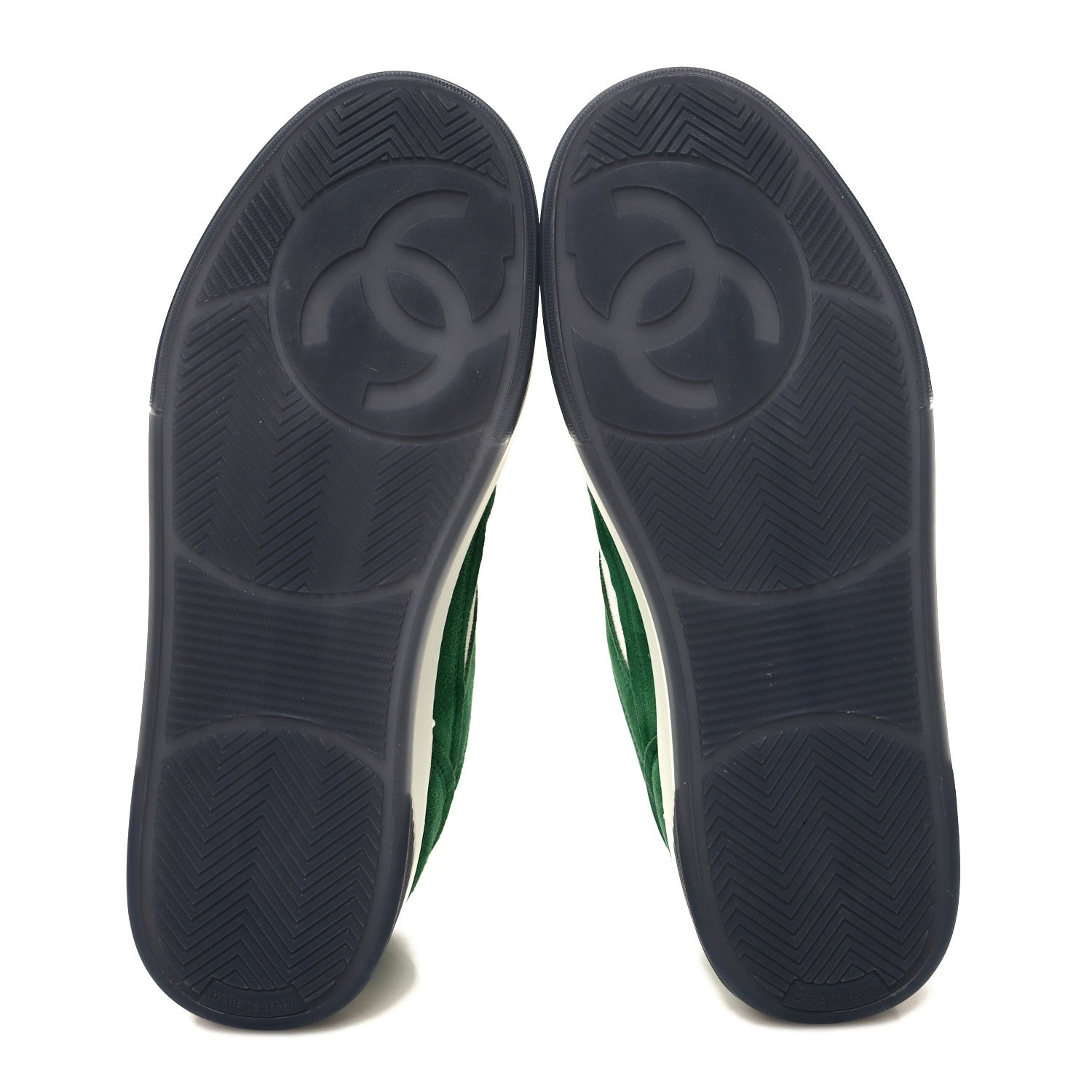 Chanel Suede Kidskin Womens CC Sneakers 38 White Green 5 of 9