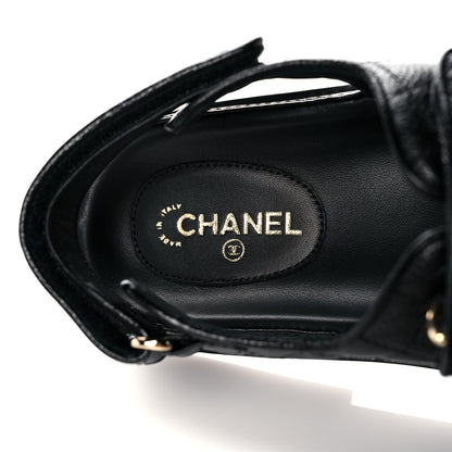 Chanel Grained Calfskin Velcro Dad Sandals 41 Black 7 of 8