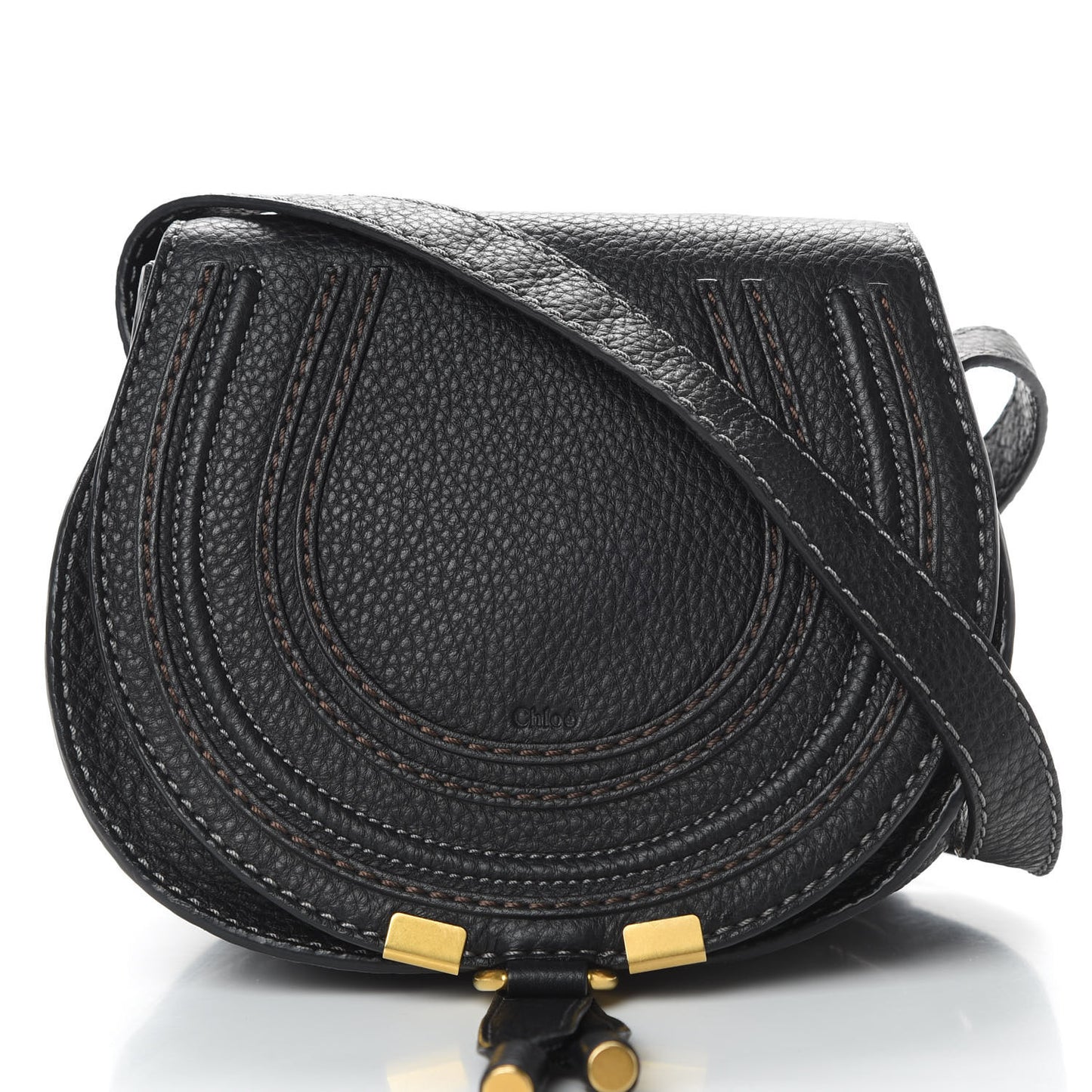 Calfskin Mini Marcie Round Crossbody Bag Black