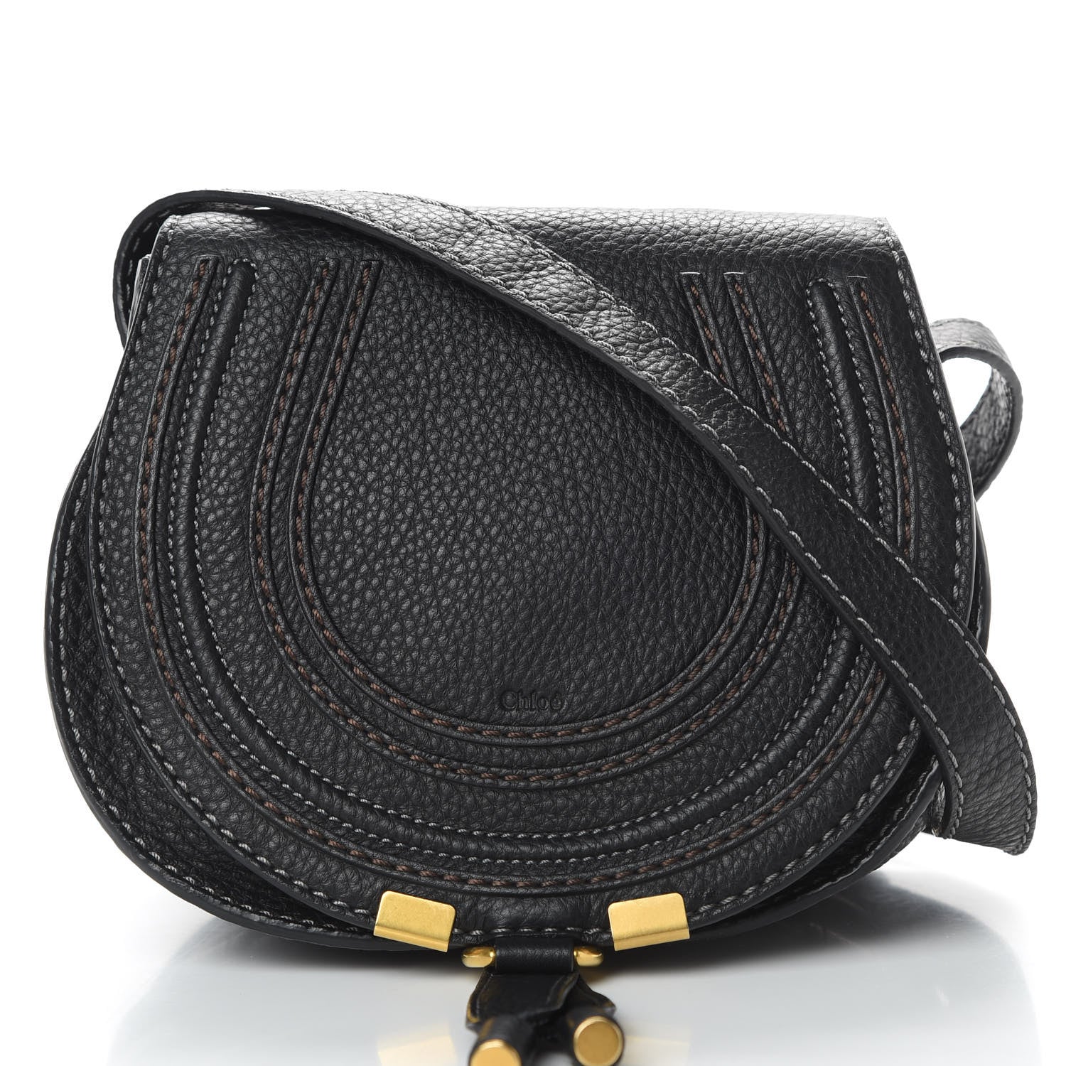 Chloe Calfskin Mini Marcie Round Crossbody Bag Black 9 of 12