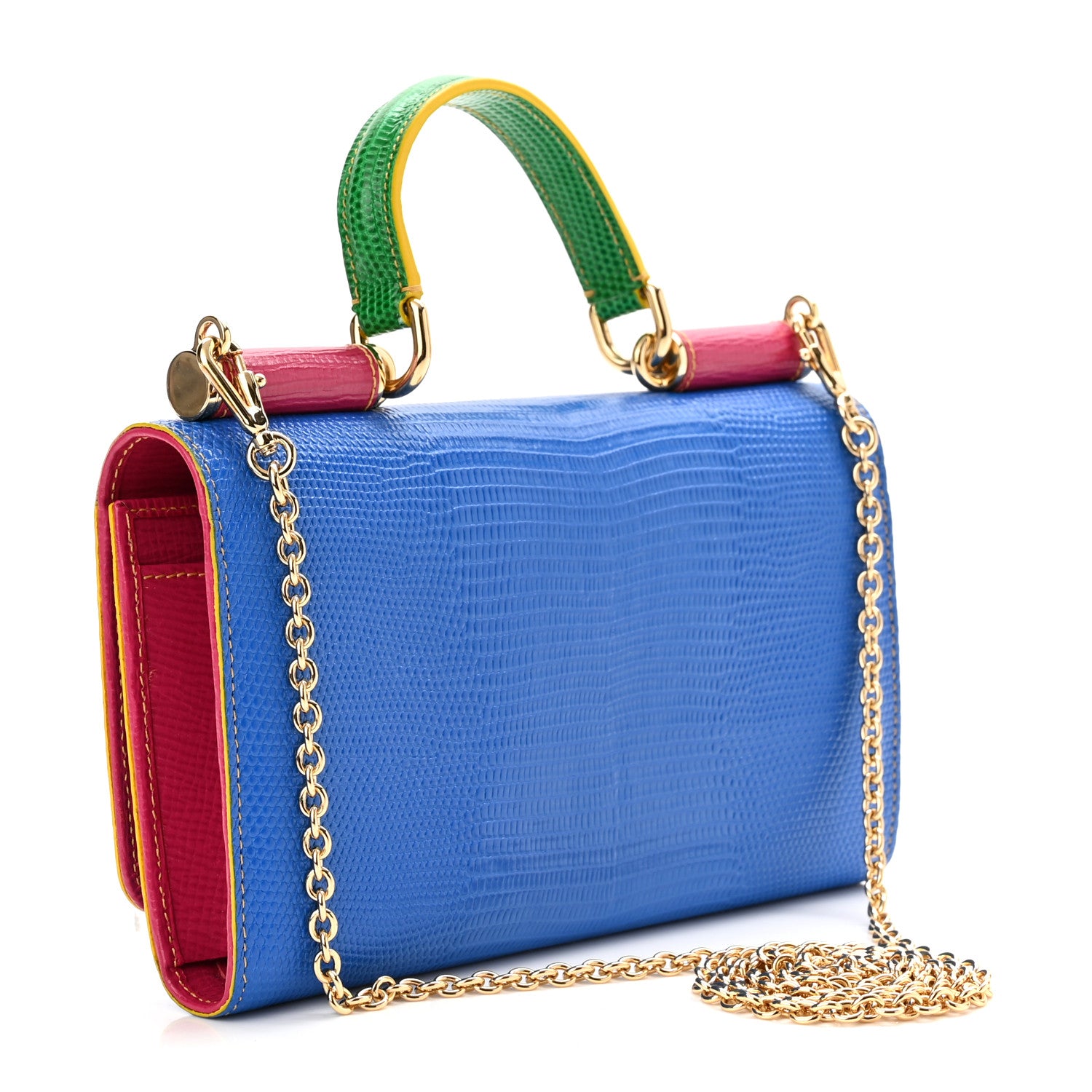 Dolce & Gabbana Lizard Calfskin Embossed Mini Miss Sicily Chain